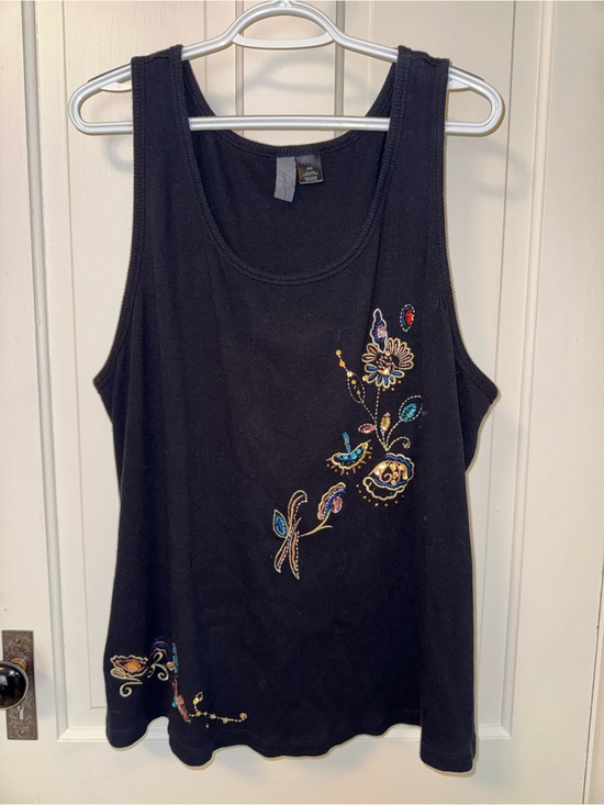Venezia Tops - Venezia Beaded Embroidered Tank Top Plus Size 26/28 Vintage